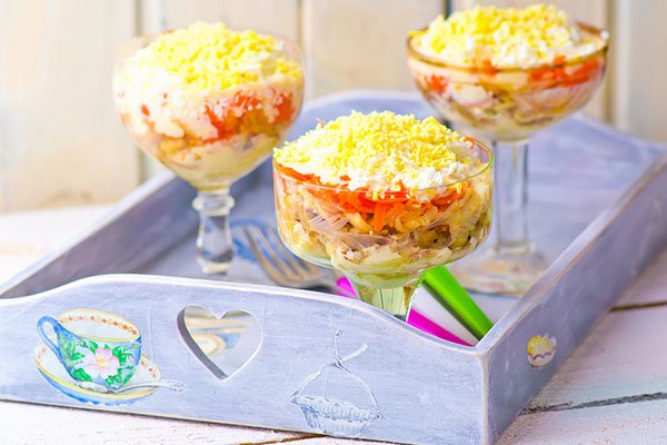 салат мимоза рецепт с рисом и горбушей консервированной