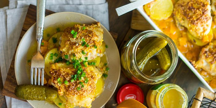 Сытный рецепт курицы с тыквой и горчичным маринадом