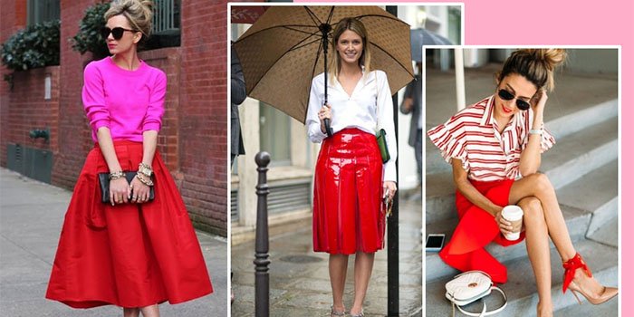 C чем носить красную юбку: лучшие образы 2018 для модниц